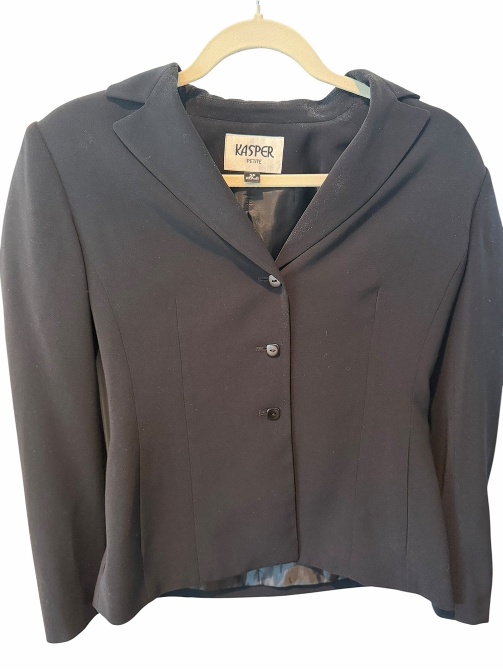Kasper Petite Black Structured Career Blazer Jacket Size 2P